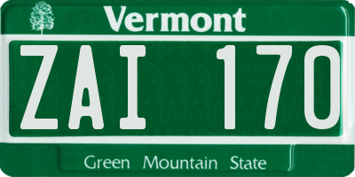 VT license plate ZAI170