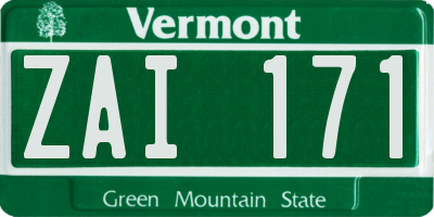 VT license plate ZAI171