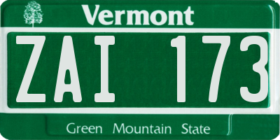 VT license plate ZAI173