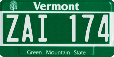 VT license plate ZAI174