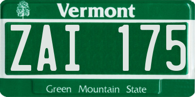 VT license plate ZAI175