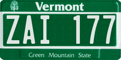 VT license plate ZAI177