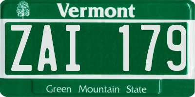 VT license plate ZAI179