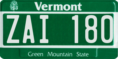 VT license plate ZAI180