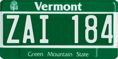 VT license plate ZAI184