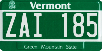 VT license plate ZAI185