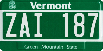 VT license plate ZAI187