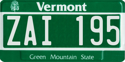 VT license plate ZAI195