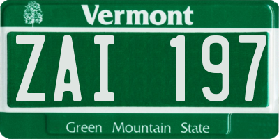 VT license plate ZAI197