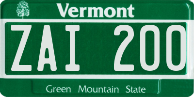 VT license plate ZAI200