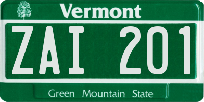 VT license plate ZAI201