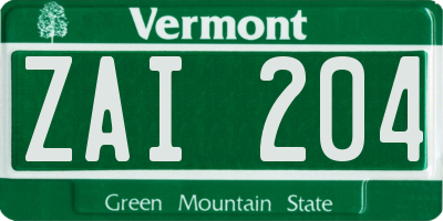 VT license plate ZAI204