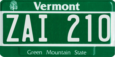 VT license plate ZAI210