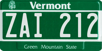 VT license plate ZAI212