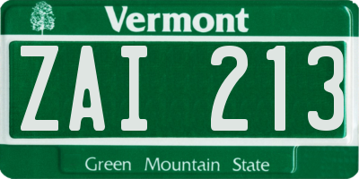 VT license plate ZAI213