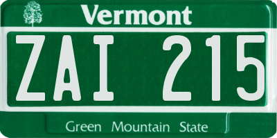 VT license plate ZAI215