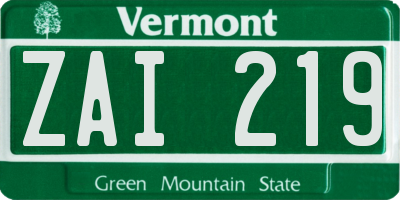 VT license plate ZAI219