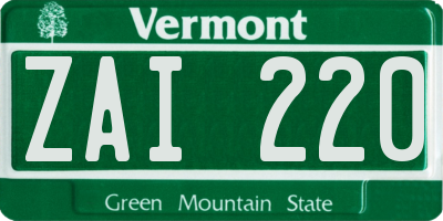VT license plate ZAI220
