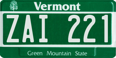 VT license plate ZAI221