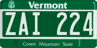 VT license plate ZAI224