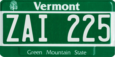 VT license plate ZAI225