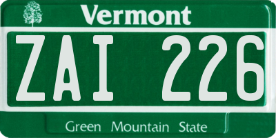 VT license plate ZAI226