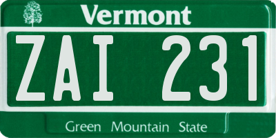 VT license plate ZAI231
