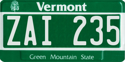 VT license plate ZAI235