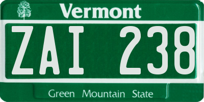 VT license plate ZAI238