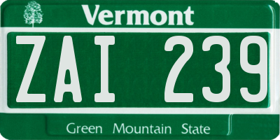 VT license plate ZAI239