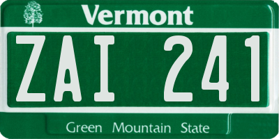 VT license plate ZAI241