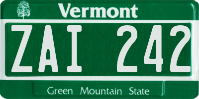 VT license plate ZAI242