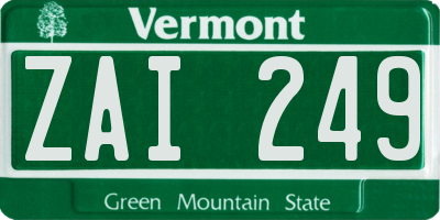 VT license plate ZAI249