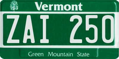 VT license plate ZAI250