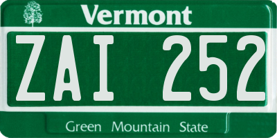 VT license plate ZAI252