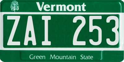 VT license plate ZAI253
