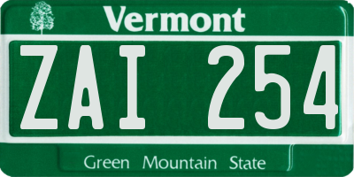 VT license plate ZAI254