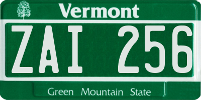 VT license plate ZAI256