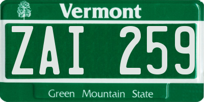 VT license plate ZAI259