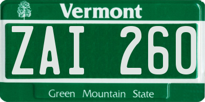 VT license plate ZAI260