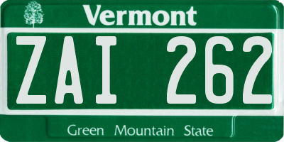 VT license plate ZAI262
