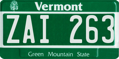 VT license plate ZAI263