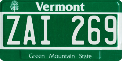 VT license plate ZAI269