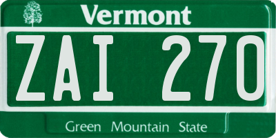 VT license plate ZAI270