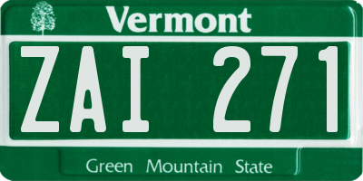 VT license plate ZAI271