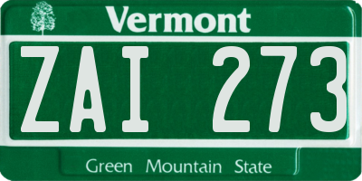 VT license plate ZAI273