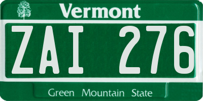 VT license plate ZAI276