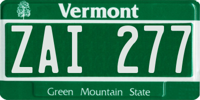 VT license plate ZAI277