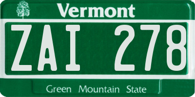 VT license plate ZAI278