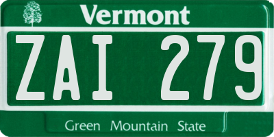VT license plate ZAI279